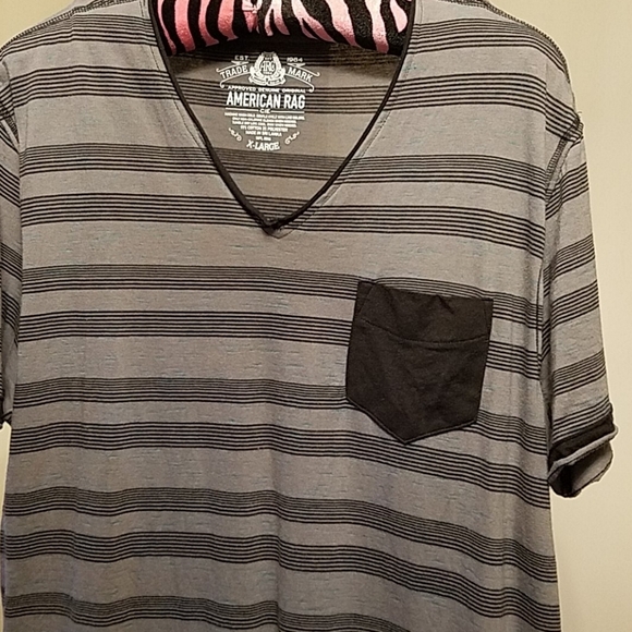 Striped Charcoal and Black T Shirt - Picture 2 of 6